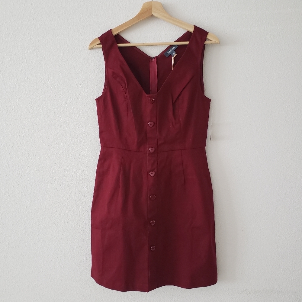 NWT ModCloth 90s cotton heart button up midi dress